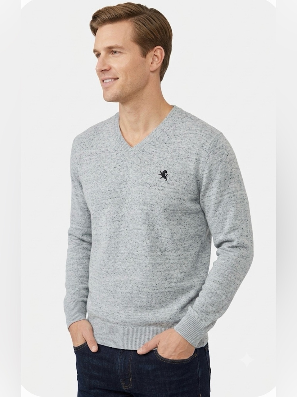 NWT Express Men's V-Neck Heather Gray Sweater